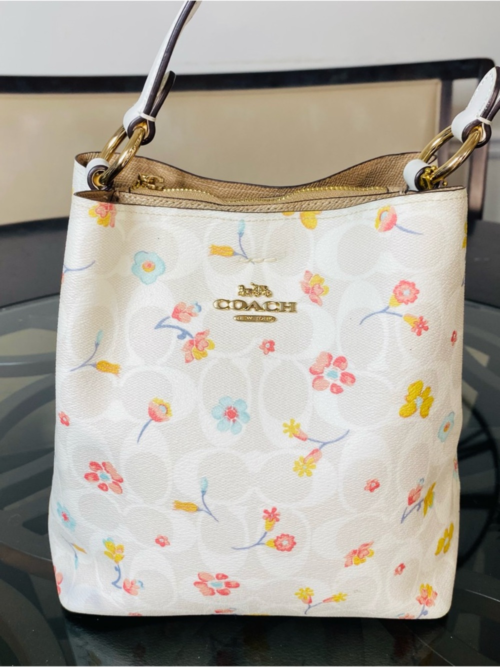 COACH Small Town Bucket Bag In Signature Canvas With Mystical Floral Print - Picture 3 of 12